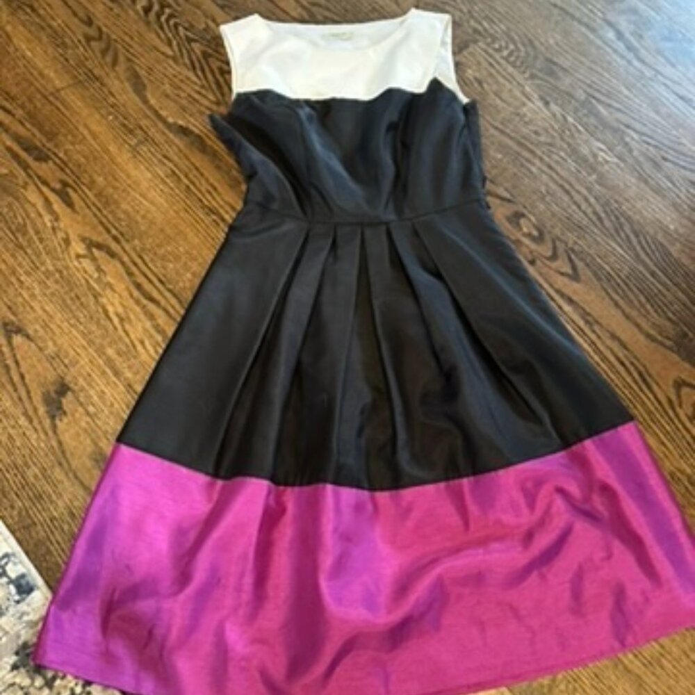 white black and pink formal dress
